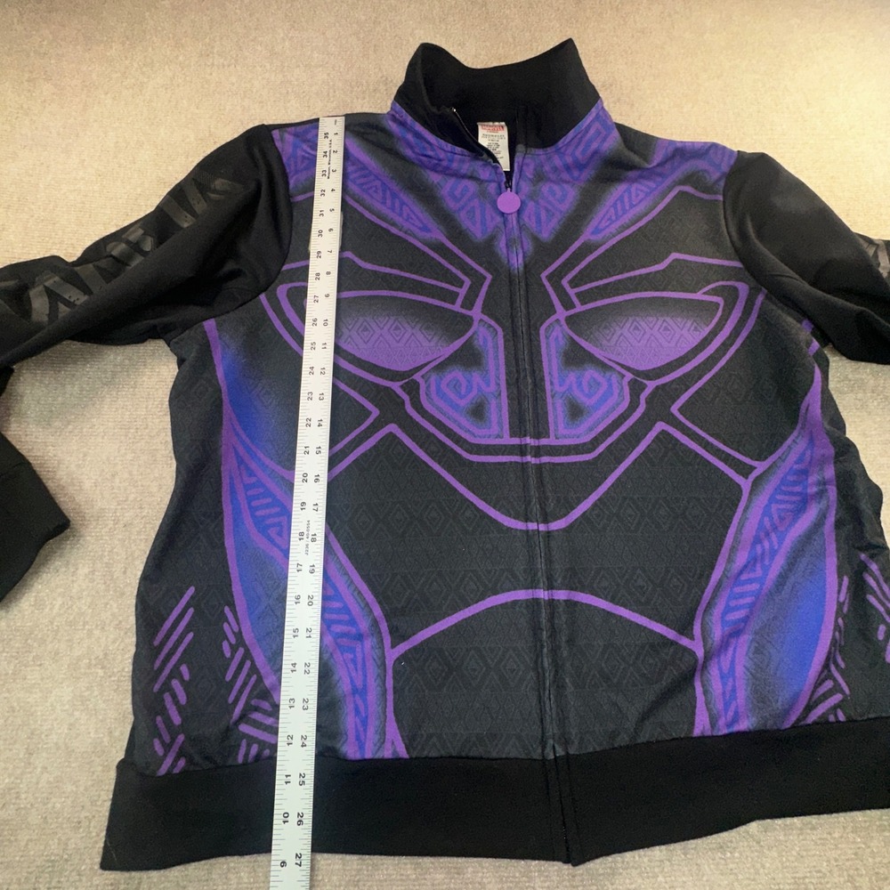 Marvel Black Panther Wakanda Forever Track Jacket Mens XL Purple Black Full Zip - Picture 5 of 8